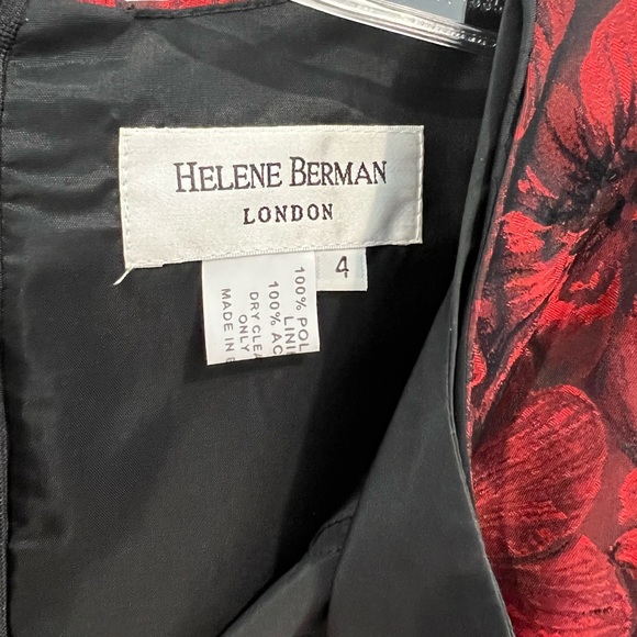 Helene Bergman London size 4 red floral dress v neck cap sleeve - Picture 6 of 7